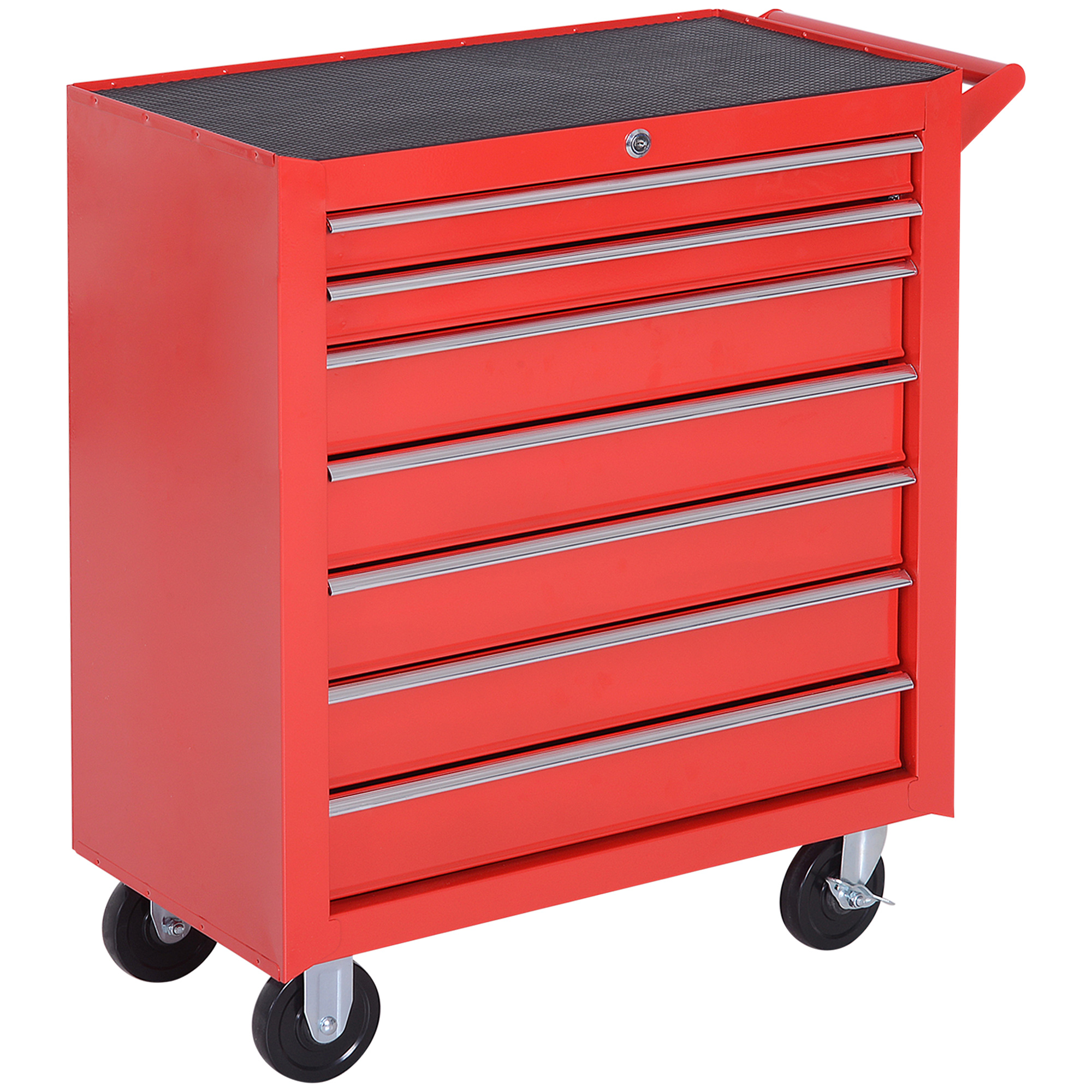 Servante d'atelier rouge 7 tiroirs en acier, 69 x 33 x 75 cm, charge 150 kg