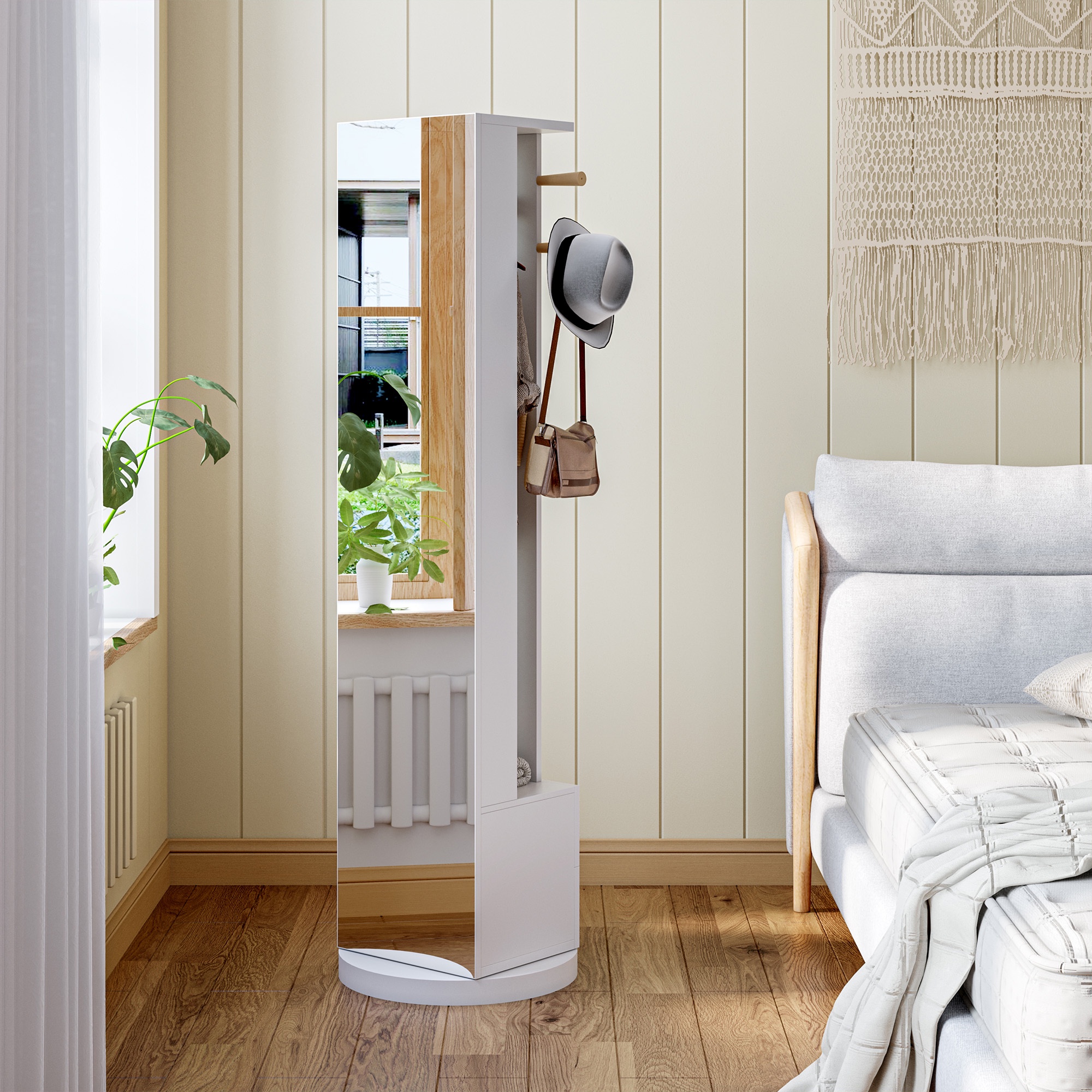 Tanant – Valet De Chambre Avec Miroir Plein Longueur – Rotation 360°