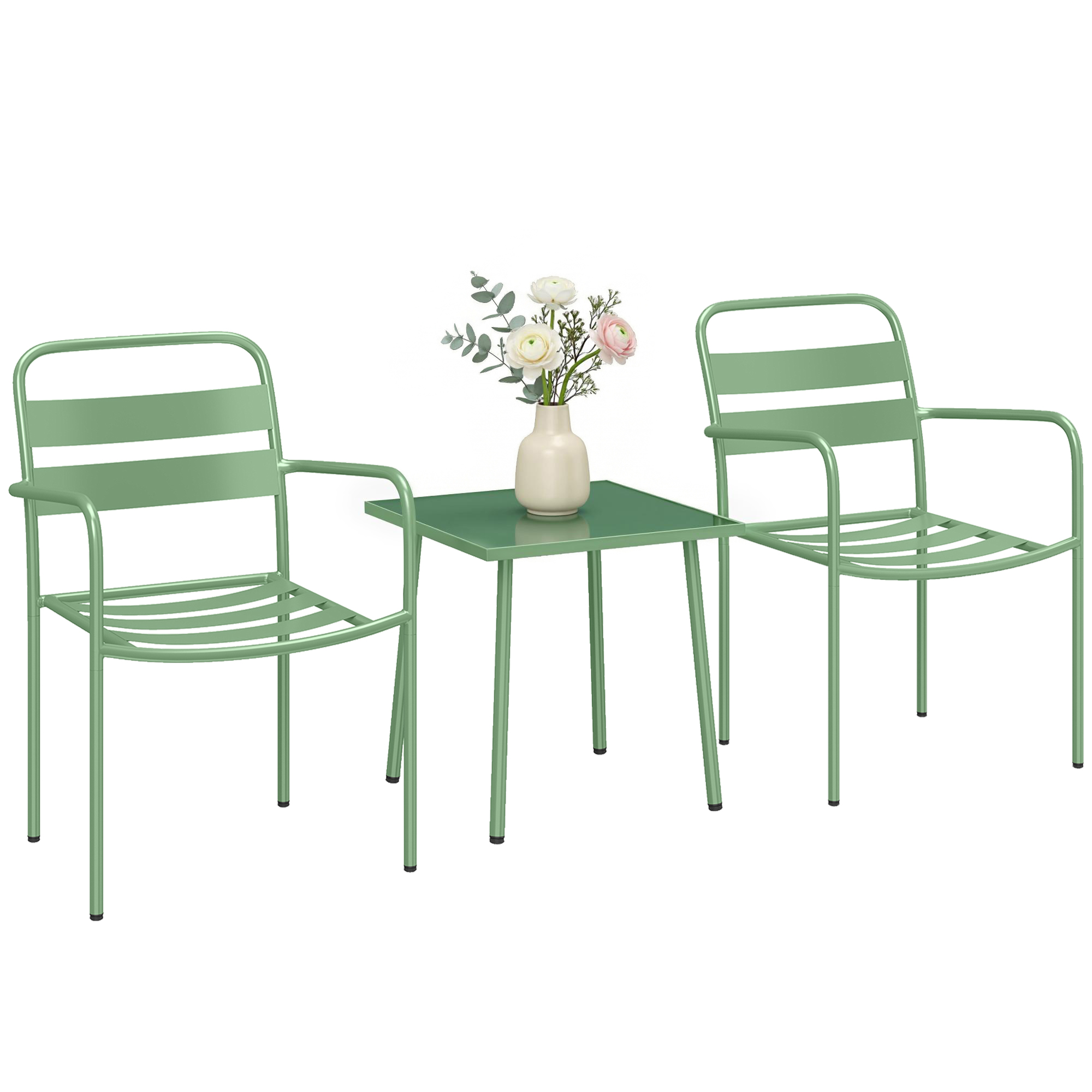Ensemble Bistrot De Jardin - Outsunny - Table Basse En Verre Trempé Et
