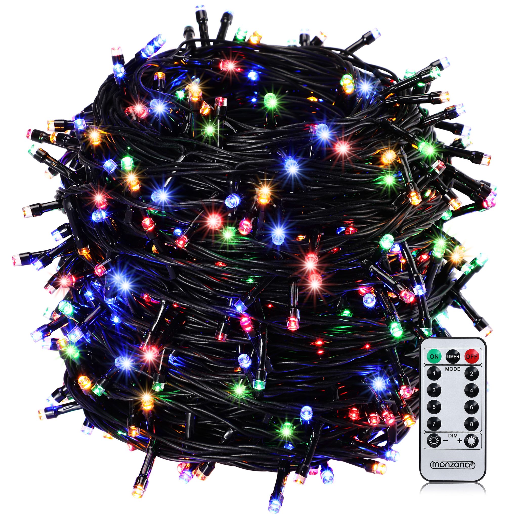 Lichterkette Außen 200x 400x 600x Led Mit Fernbedienung Timer 8 Leuchtmodi Dimmbar Ip44 Innen Warmweiß Kaltweiß Bunt 20m Bunt - Schwarzes Kabel - Monzana
