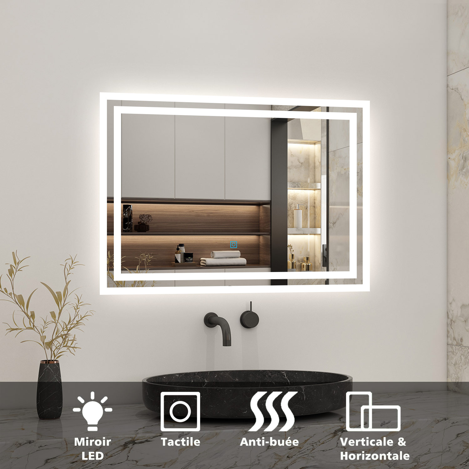 Acezanble - Miroir De Salle De Bain Led Tactile