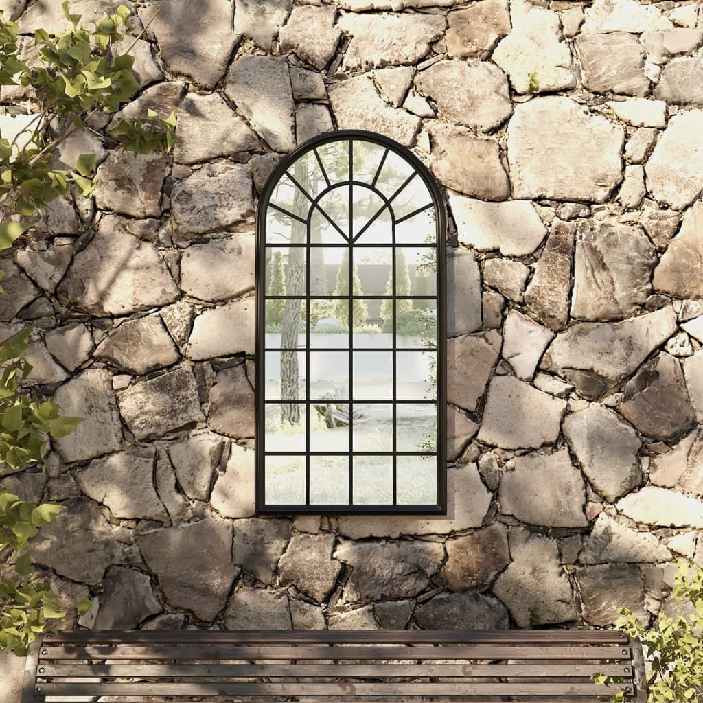 Vidaxl – Miroir De Jardin Noir 90x45 Cm En Fer – Effet Rouille Pour