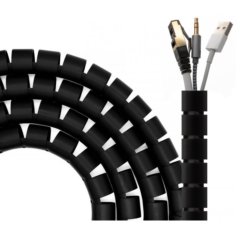 Aisens Schwarz Kabelschutz + Kabelführung, Organizador De Cable En Espiral 25Mm Negro 2.0M (Kabelspiralschlauch, 200 Cm) - Image 3