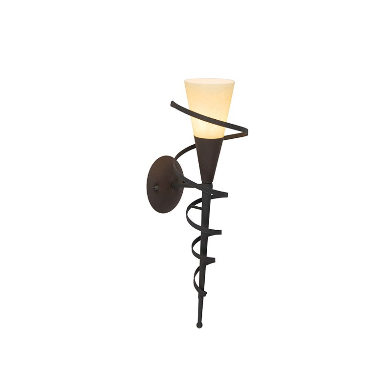 Qazqa Rustic Wall Lamp Rust Brown With Cream Glass - Castle