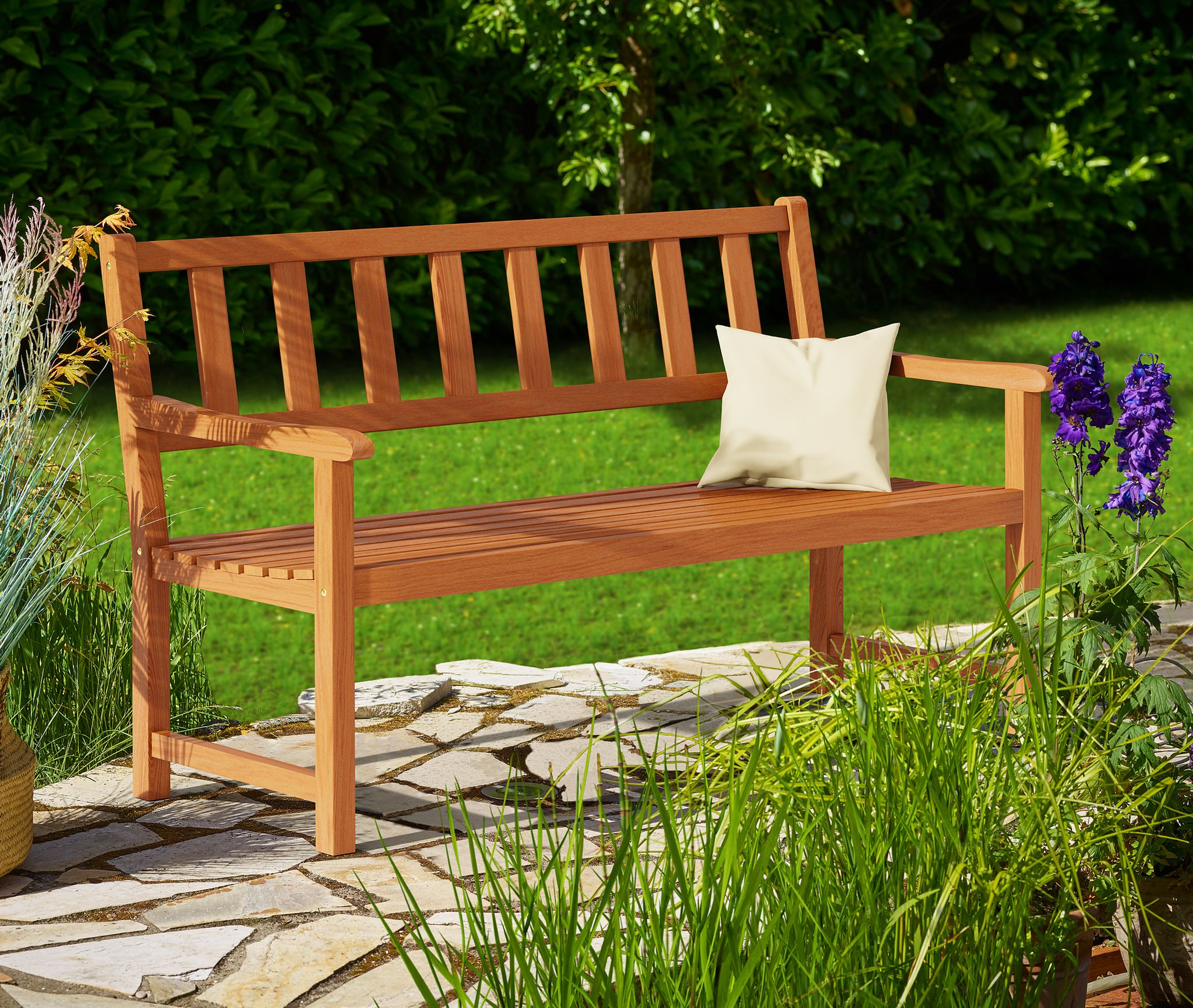 Casaria® Gartenbank Wetterfest Holz 320kg Belastbar Fsc®-zertifiziert Garten Balkon Sitzbank Gartenmöbel Bank Kensington 2-sitzer 120x58x90cm Akazie
