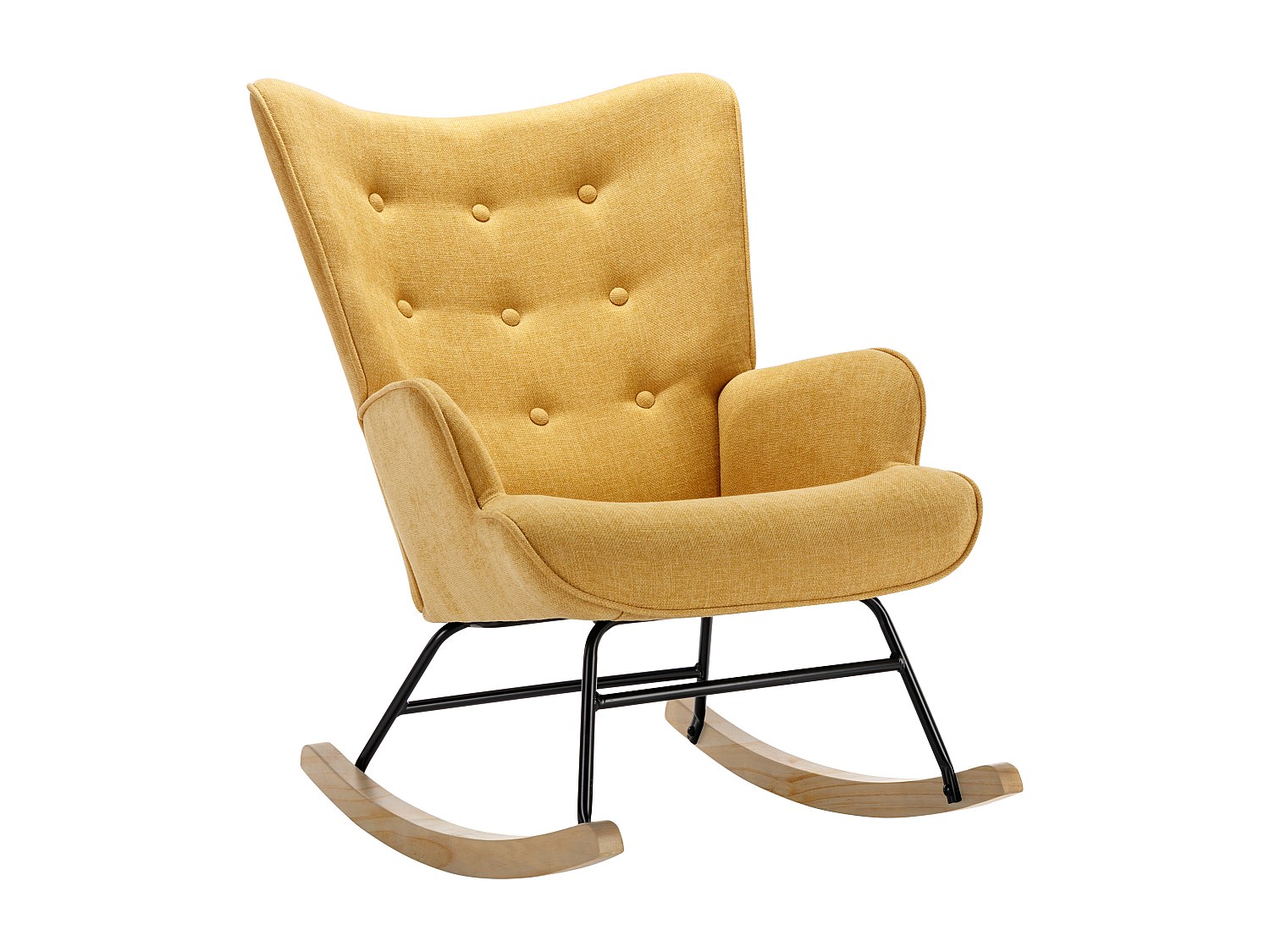 Vente-unique - Fauteuil À Bascule En Tissu Chiné Jaune Moutarde Elmina