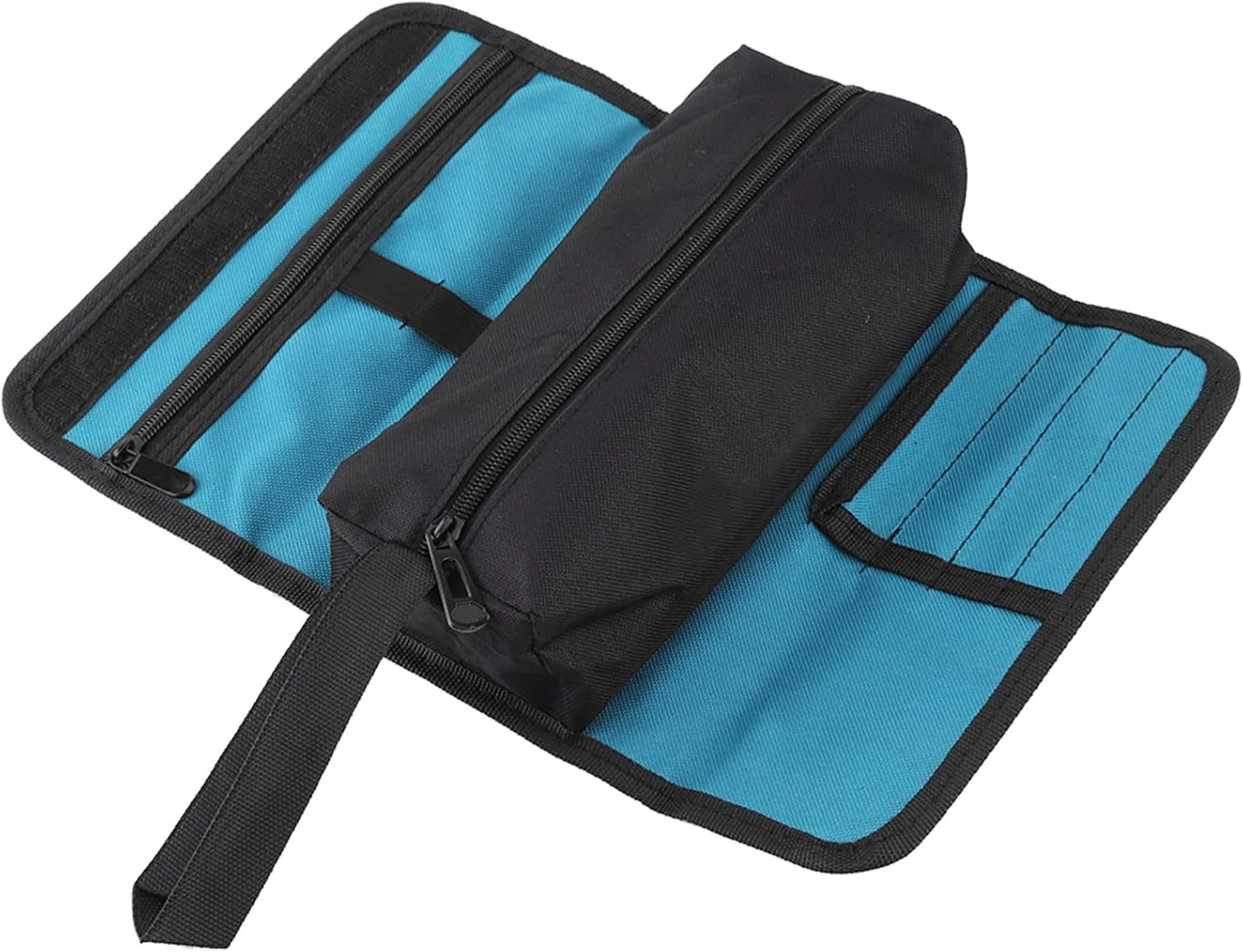 Sac à outils à roulettes pour électricien, tissu durable, poche zippée et fermeture velcro, noir