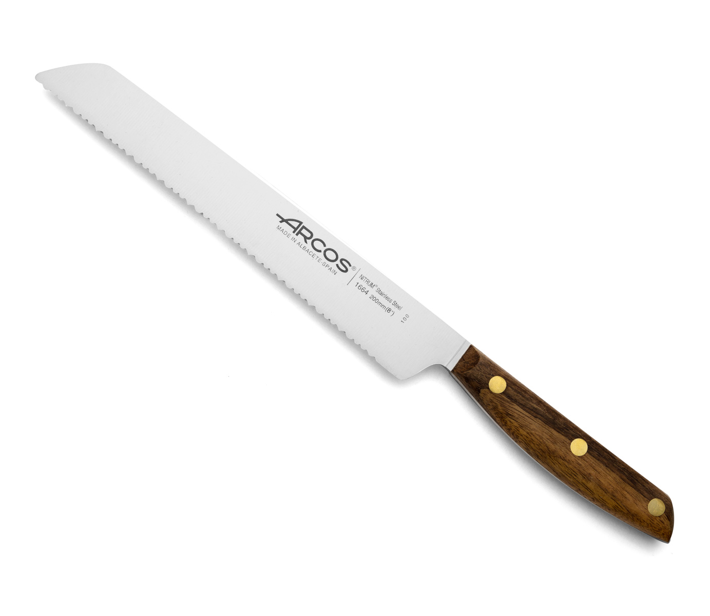 Arcos Serie Nordika - Brotmesser - Edelstahl Nitrum - Klinge 200 mm - Ovengkol Holzgriff 100% natürlicher FSC - 100% recycelte Verpackung - Farbe Braun - Bild 2