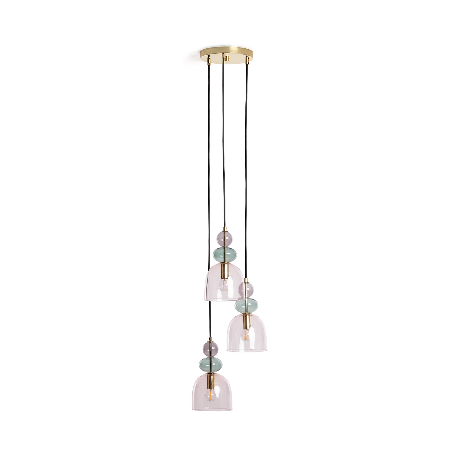 Efectoled - Suspension Métal Et Verre Tri Baudelaire Rose