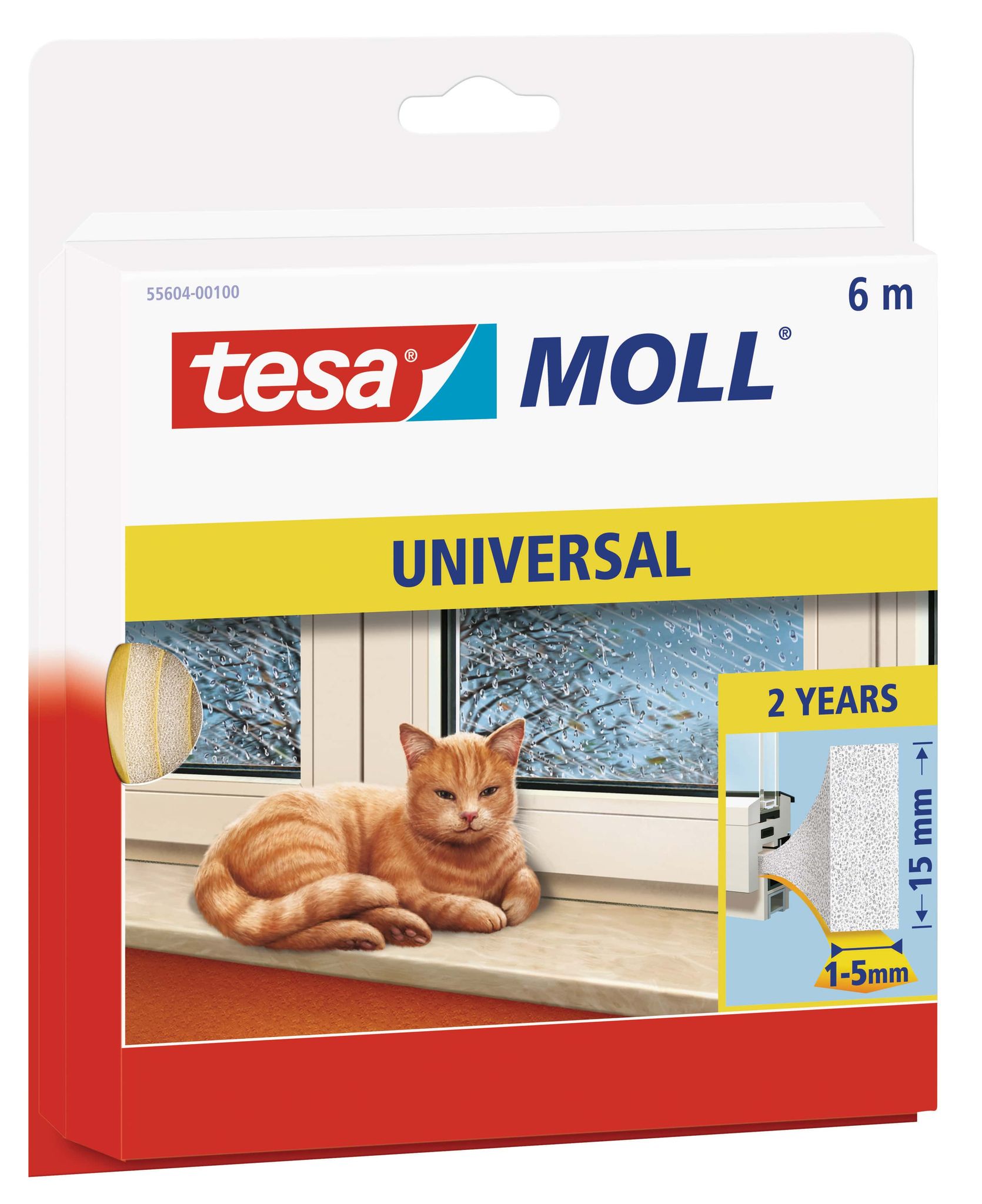 Tesa tesamoll 55604 Universal Schaumstoff-Dichtungsband weiß für Spalten von 1-5 mm 6 m Länge x 15 mm Breite - Image 3