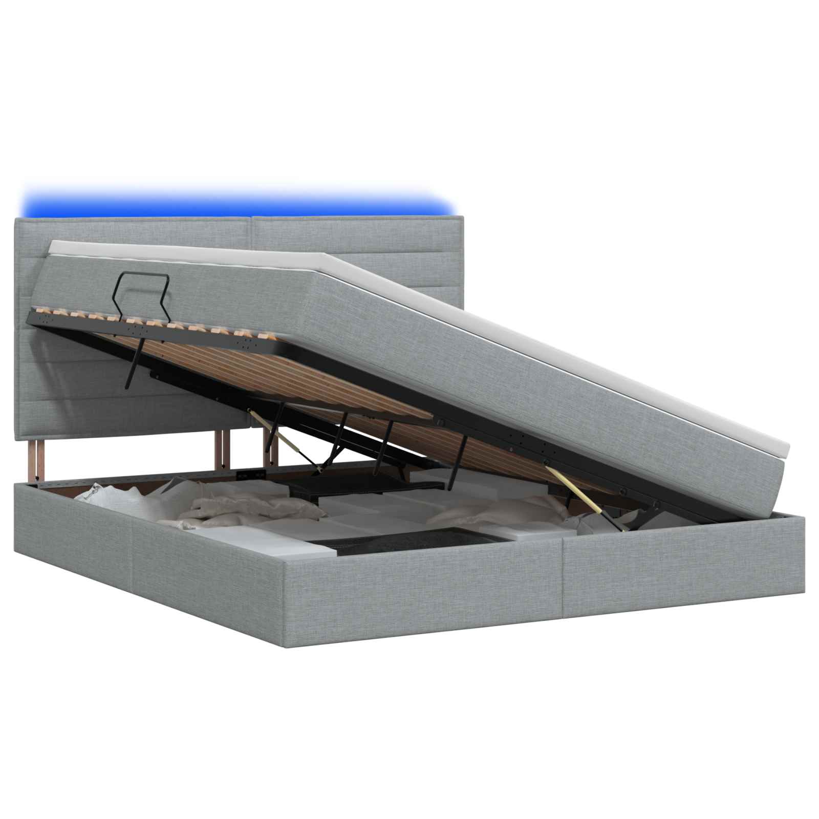 Vidaxl Hellgrau Led-Speicherbett Mit Matratze 180 X 200 Cm Stoff