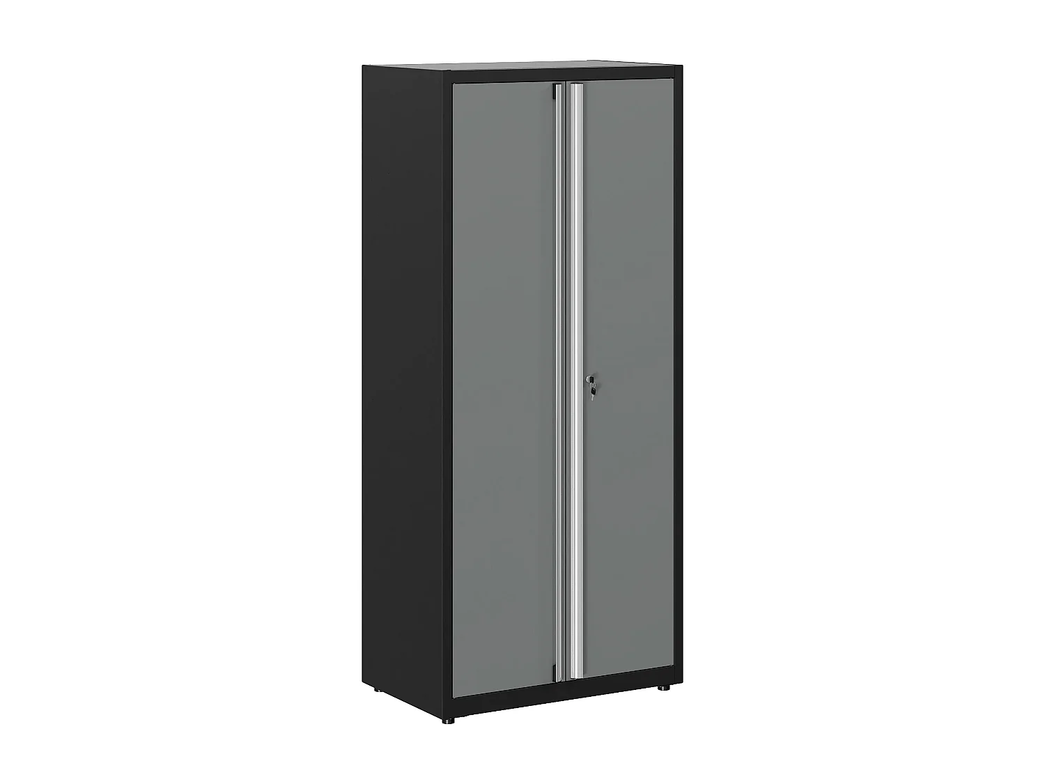 Armoire d'atelier haute en acier, 4 étagères, 2 portes, serrure à clé, L90 x P55 x H202,5 cm, gris anthracite