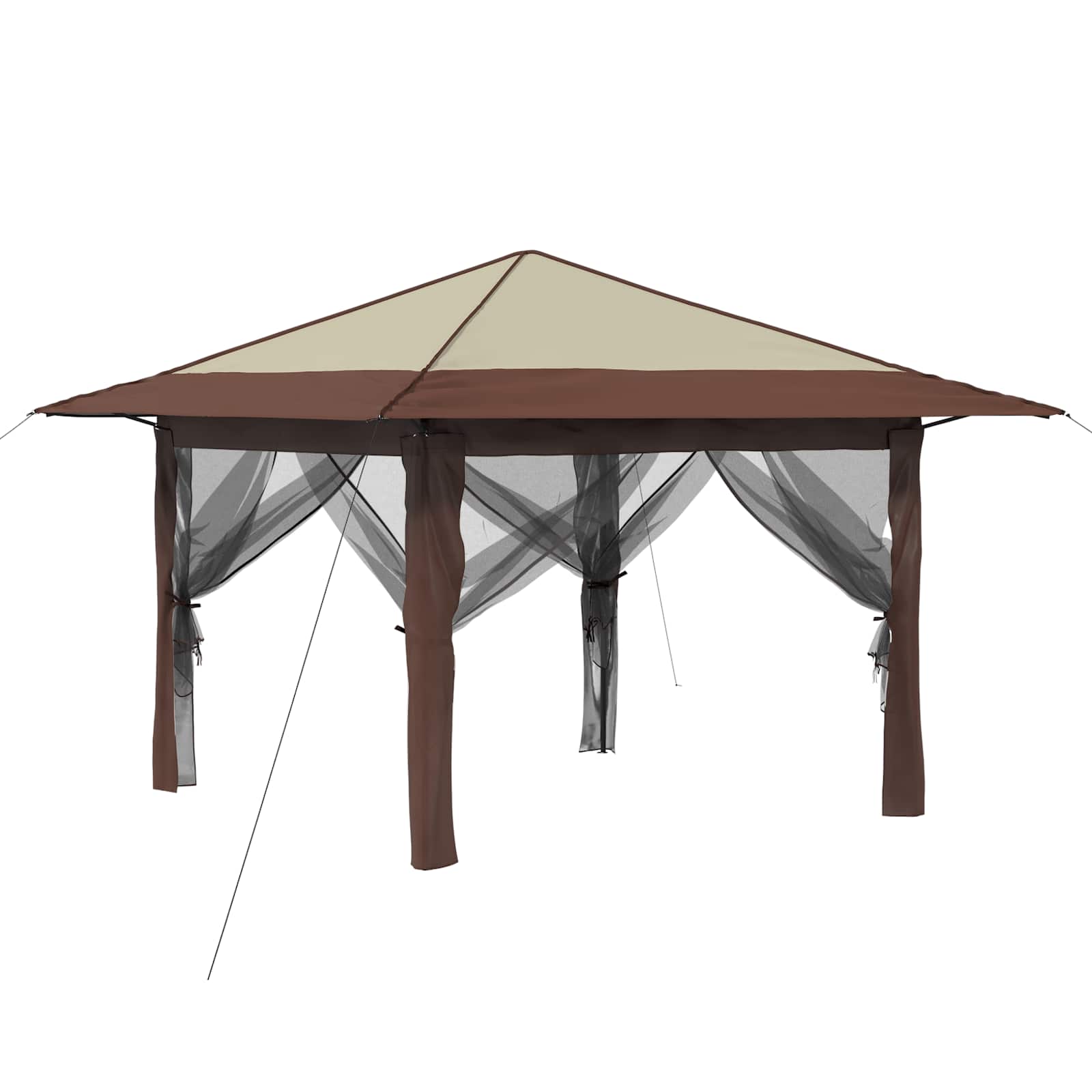 Vidaxl Braun Gazebo With 4 Sidewalls 3.3 X 3.3 M Cream And Brown
