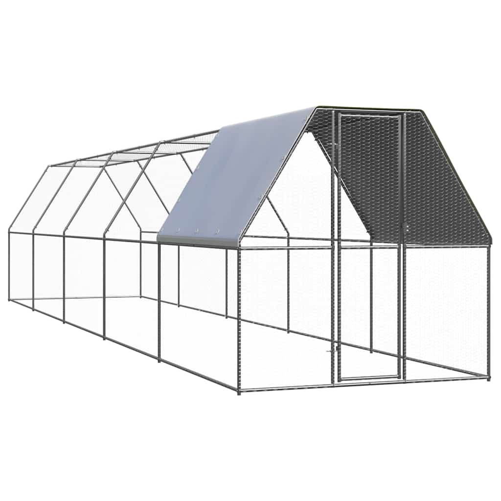 Vidaxl Grau Outdoor-Hühnerkäfig 2X10x2 M Verzinkter Stahl