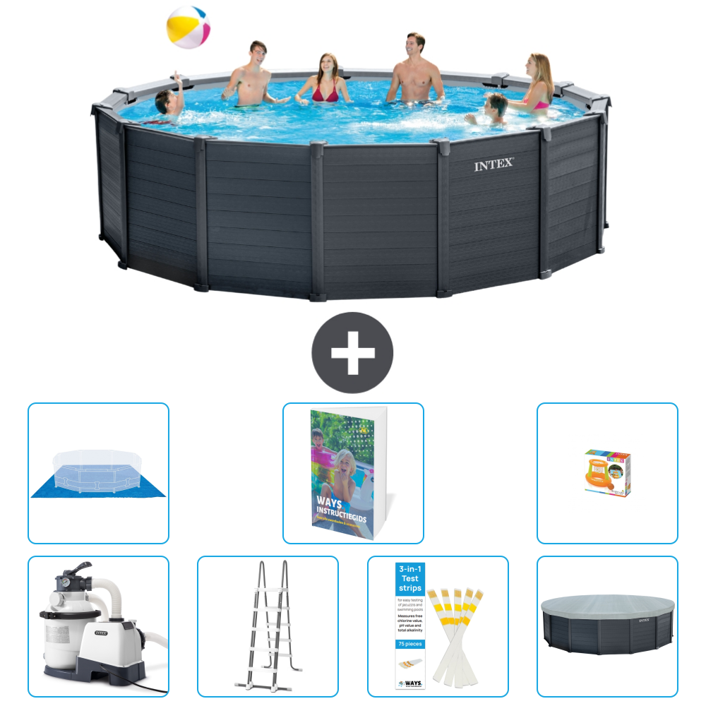 Intex Graphite Panel Pool Rund - 478x124 Cm - 8-teilig S568