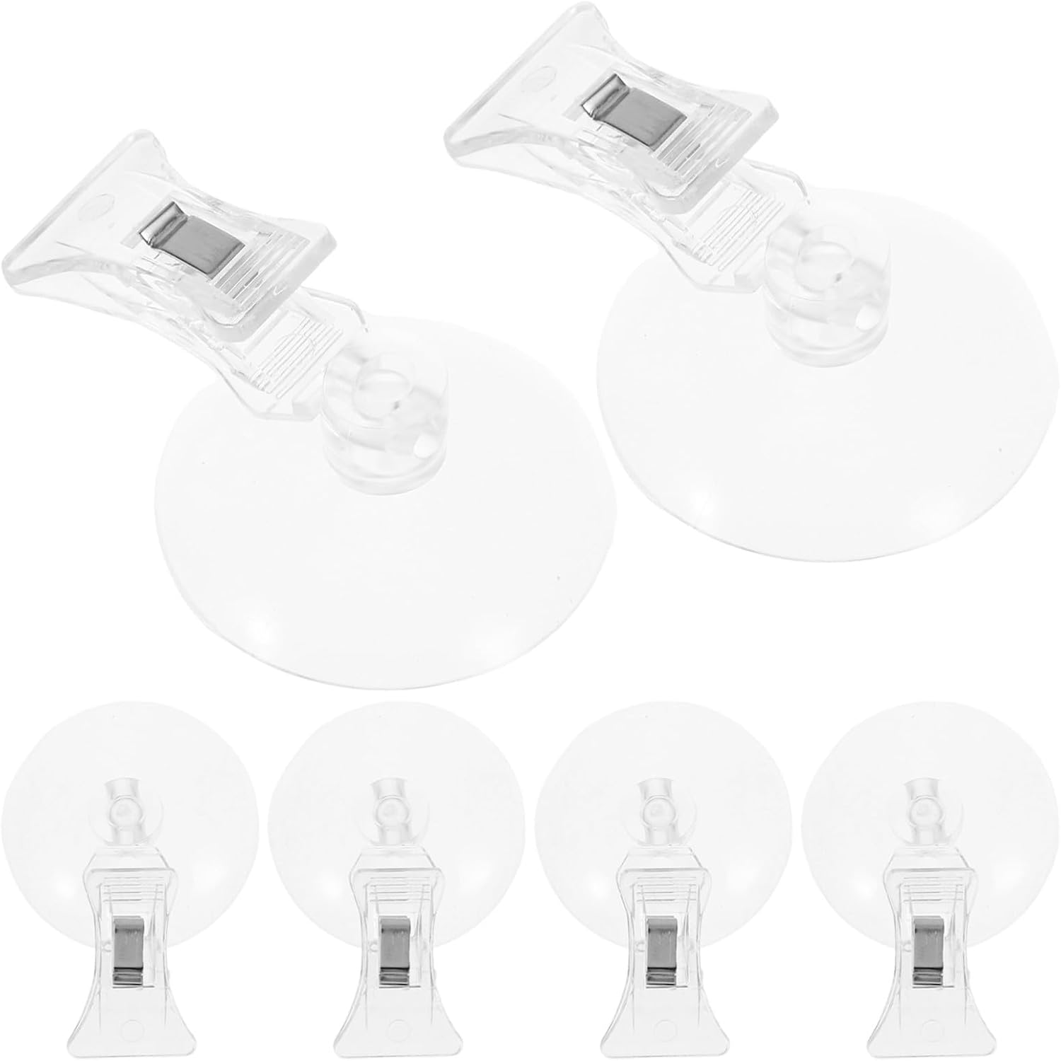 Pinces à ventouses en plastique transparent, fixation adhésive sur surface lisse, lot de 6