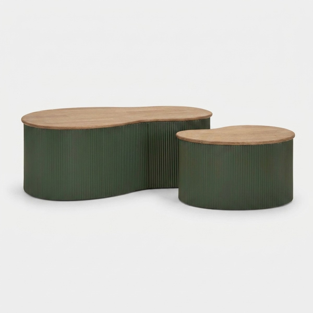Les Tendances 2er-set Couchtische Aus Holz Und Metall Frankfurt - Dunkel Grün