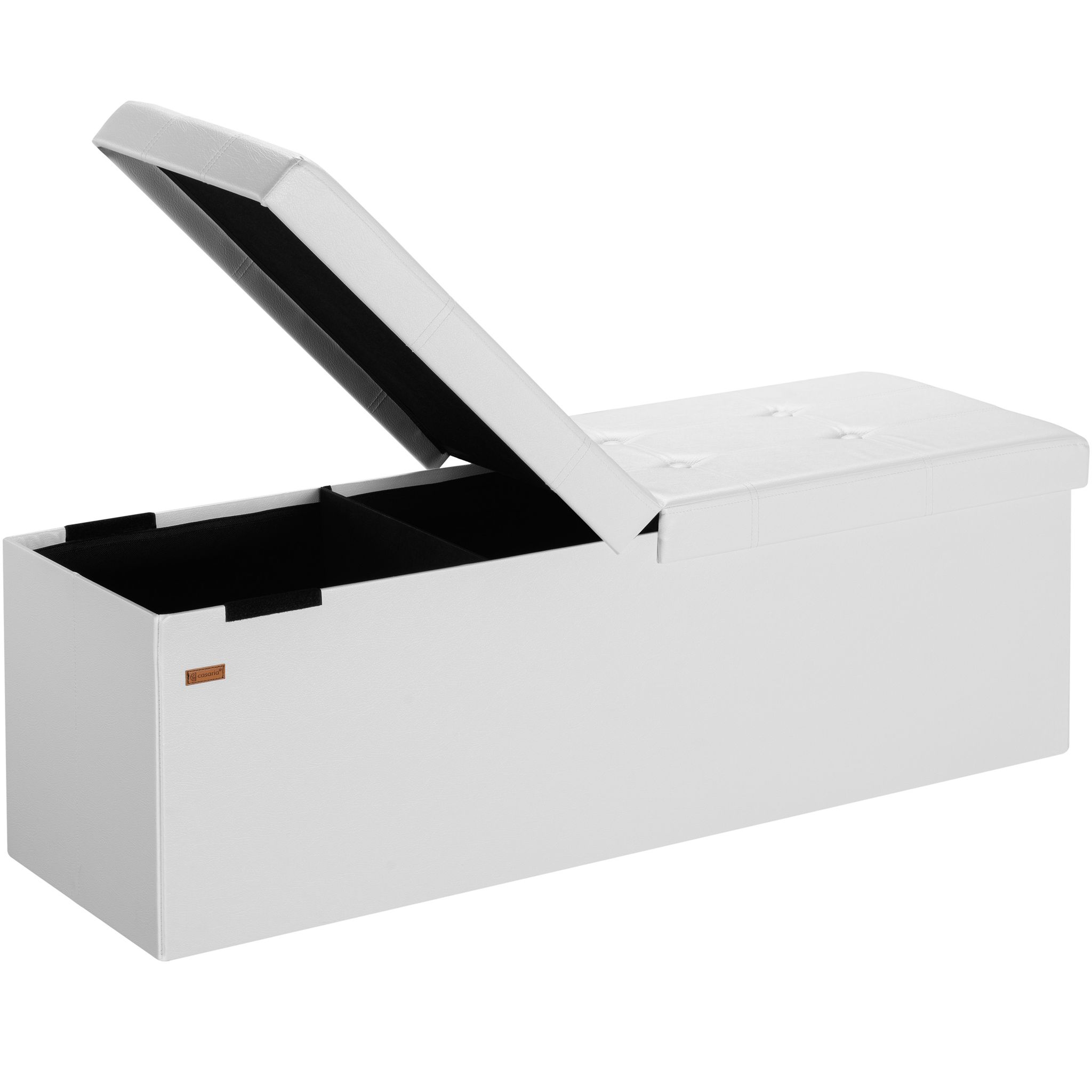Casaria® Sitzbank Mit Stauraum Faltbar Gepolstert Deckel Schlafzimmer Wohnzimmer Flur Sitztruhe Truhenbank Polsterbank Xl - Weiß