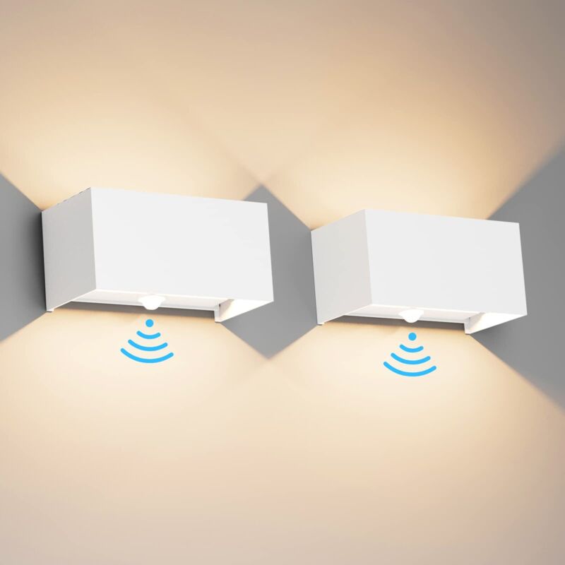 Lot De 2 Lampes D'Extérieur 24 W Avec Détecteur De Mouvement, Faisceau Lumineux Réglable, Ip65, Éclairage Mural 3000 K