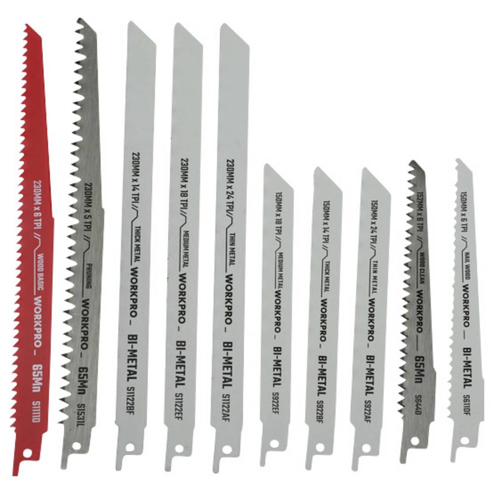 Workpro Wp404132 Set De Lames De Scie-sabre. Longueur Lame De Scie 230 Mm 10 pièces — photo de l’offre ManoMano