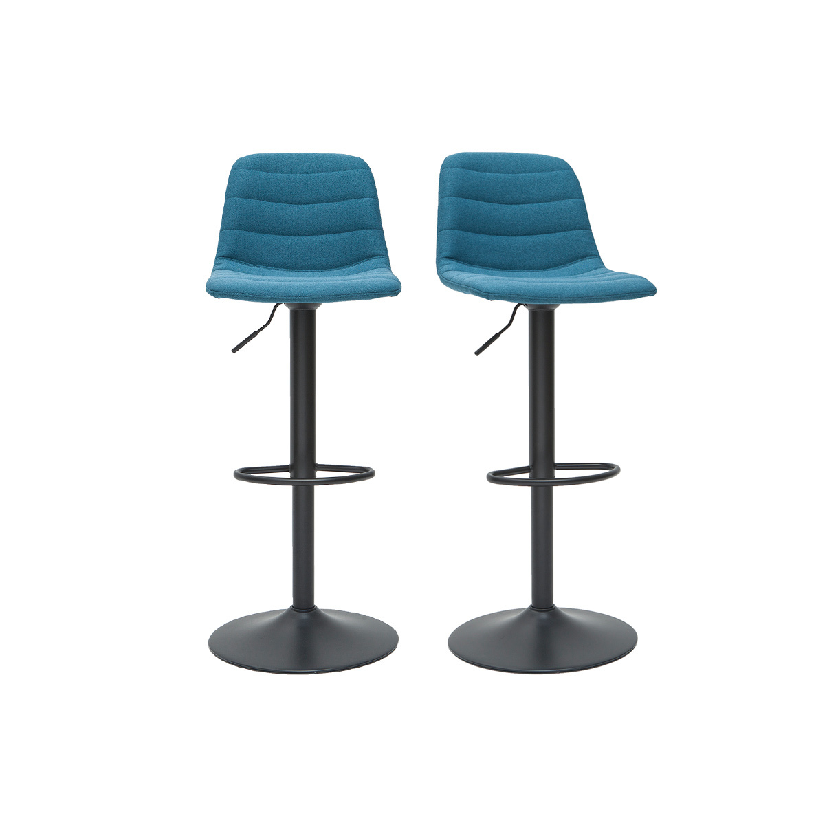 Miliboo - Tabourets De Bar Réglables En Tissu Et Métal Bleu Canard (lot