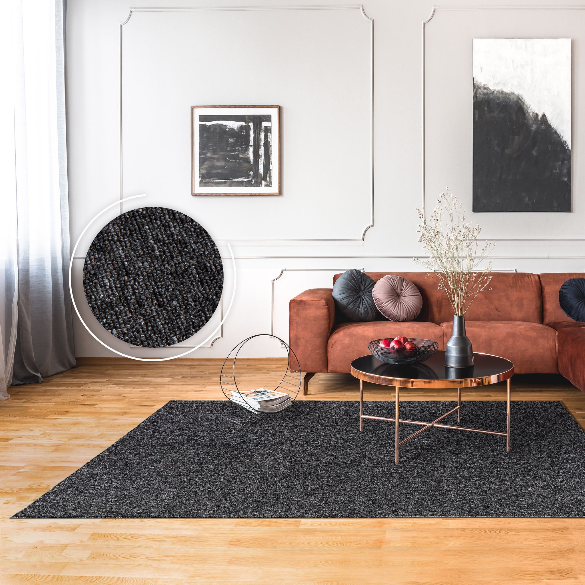 Paco Home - Teppich Wohnzimmer Schlafzimmer Kurzflor Waschbar Melierte Optik Einfarbig Weich Anthrazit, 280x380 Cm
