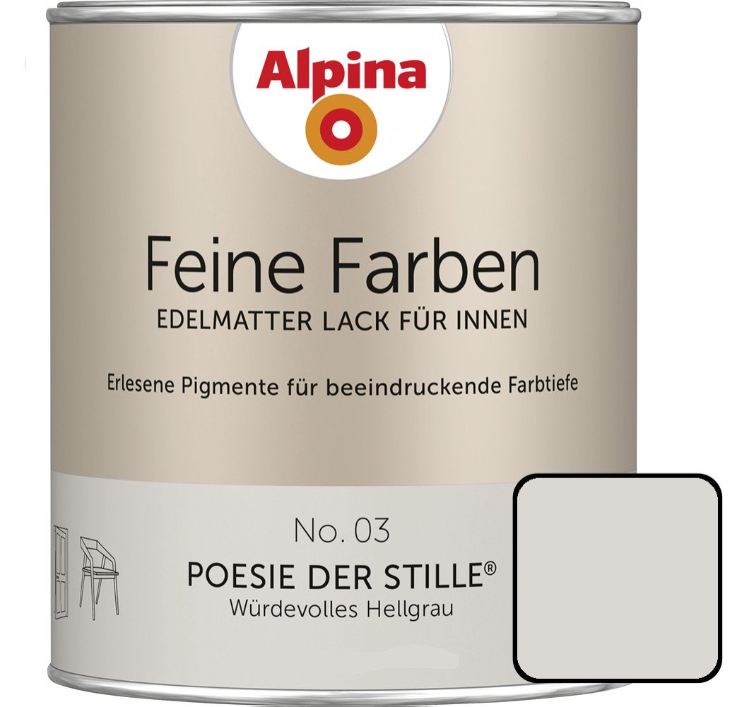 Feine Farben Lack No. 03 Poesie Der Stille Hellgrau Edelmatt 750 Ml Buntlacke - Alpina