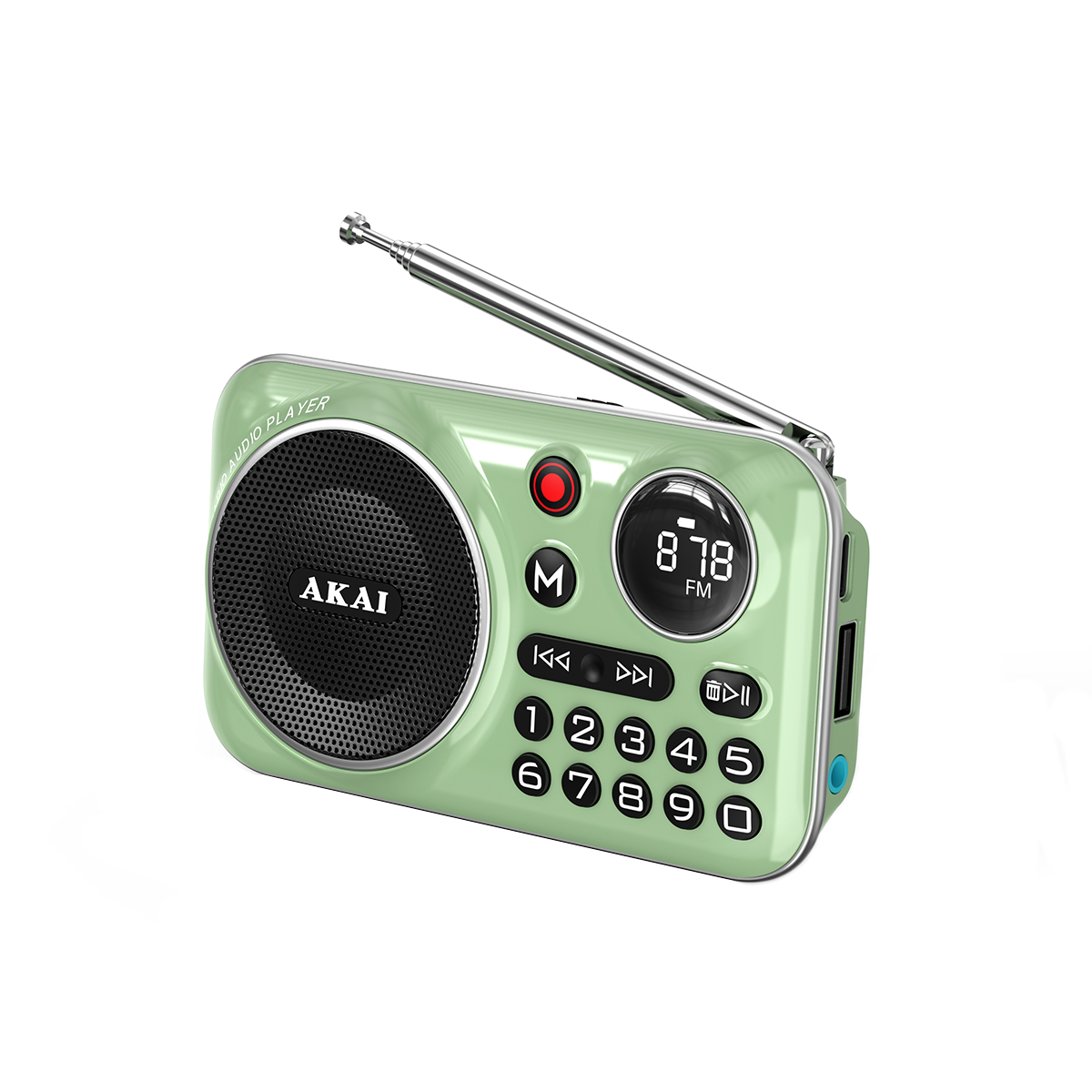 Oem Grün Akai Tragbares Radio Apr-500 2,5 W Rms Bluetooth 5.3 Fm Usb Tf