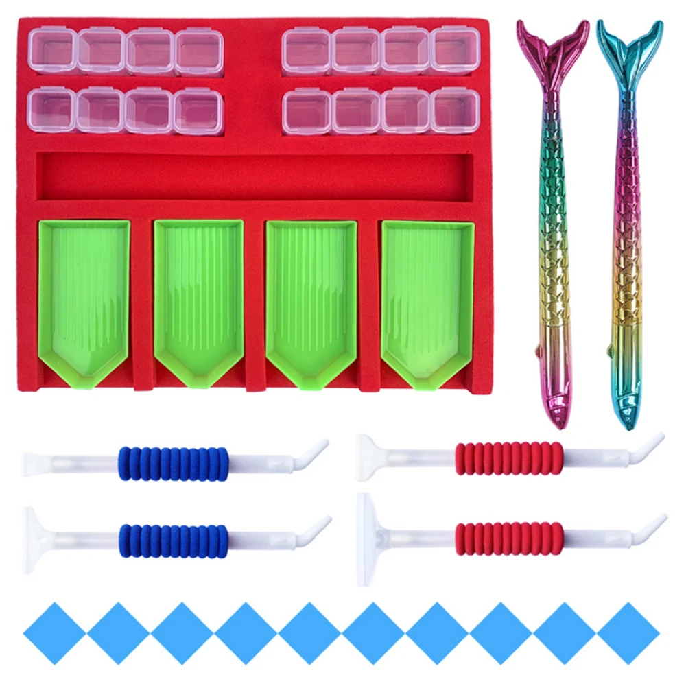 Plateau de rangement multi-plateaux en silicone pour accessoires de peinture diamant, 25 × 20 × 1,8 cm