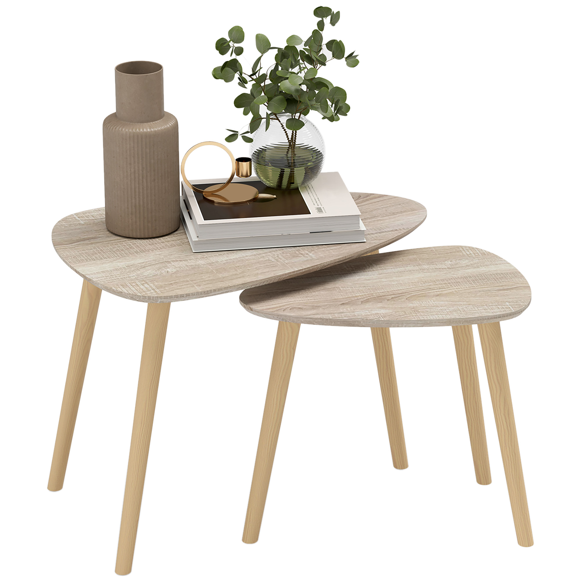 Homcom - Lot De 2 Tables Basses Gigognes Design Scandinave Forme