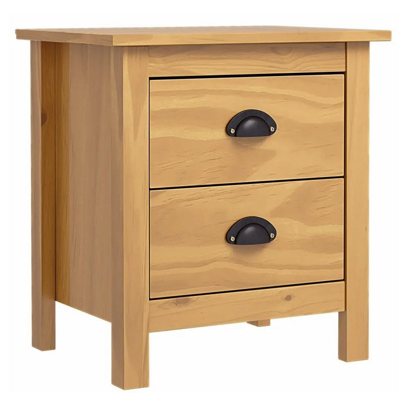 Table De Chevet 2 Tiroirs Pin Massif Clair Berti