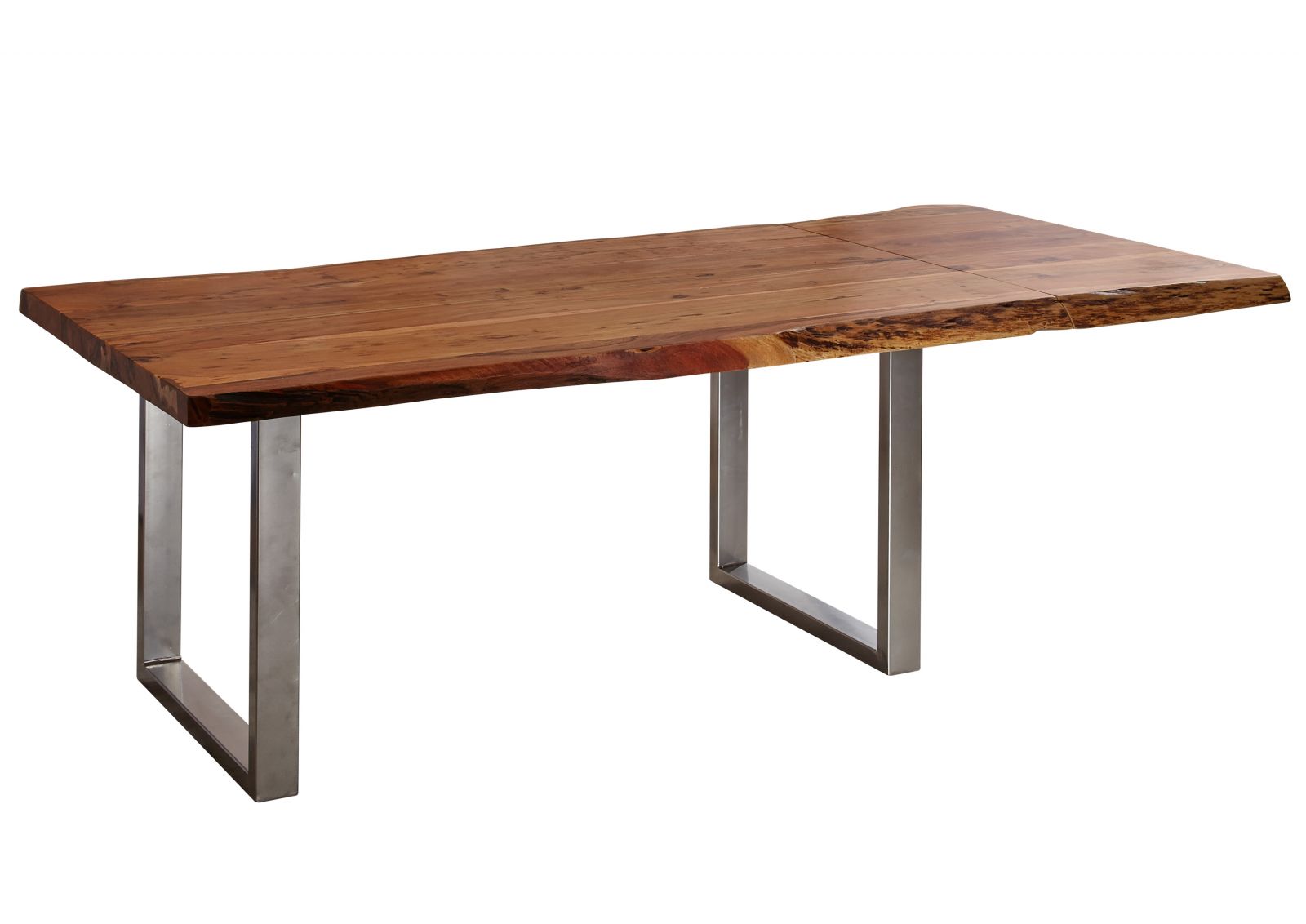 Massivmoebel24 Baumtisch Mit Ansteckplatte Akazie 180-240X100x78cm Walnuss Lackiert Freeform 2 23 4251213532499