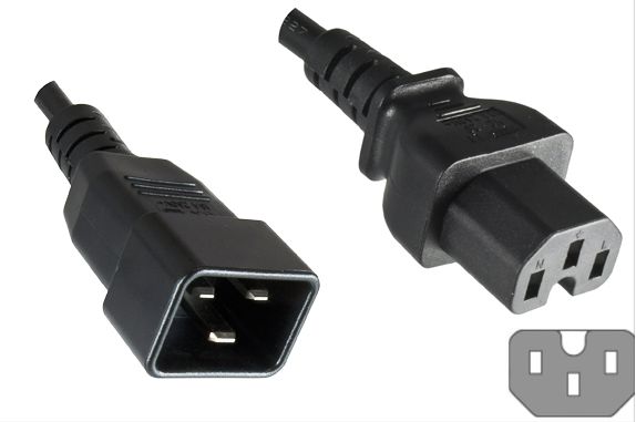 MicroConnect PE152018 Kaltgerätekabel C20 auf C15 1,8 m 250 V 16 A, schwarz - Bild 2