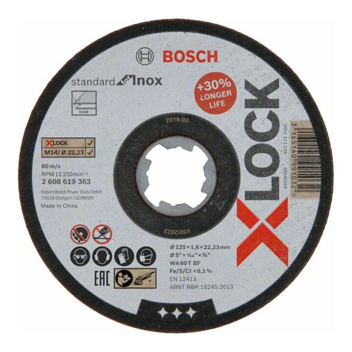 Photo de Bosch Disque à tronçonner X-LOCK pour inox · 125 × 1,6 mm