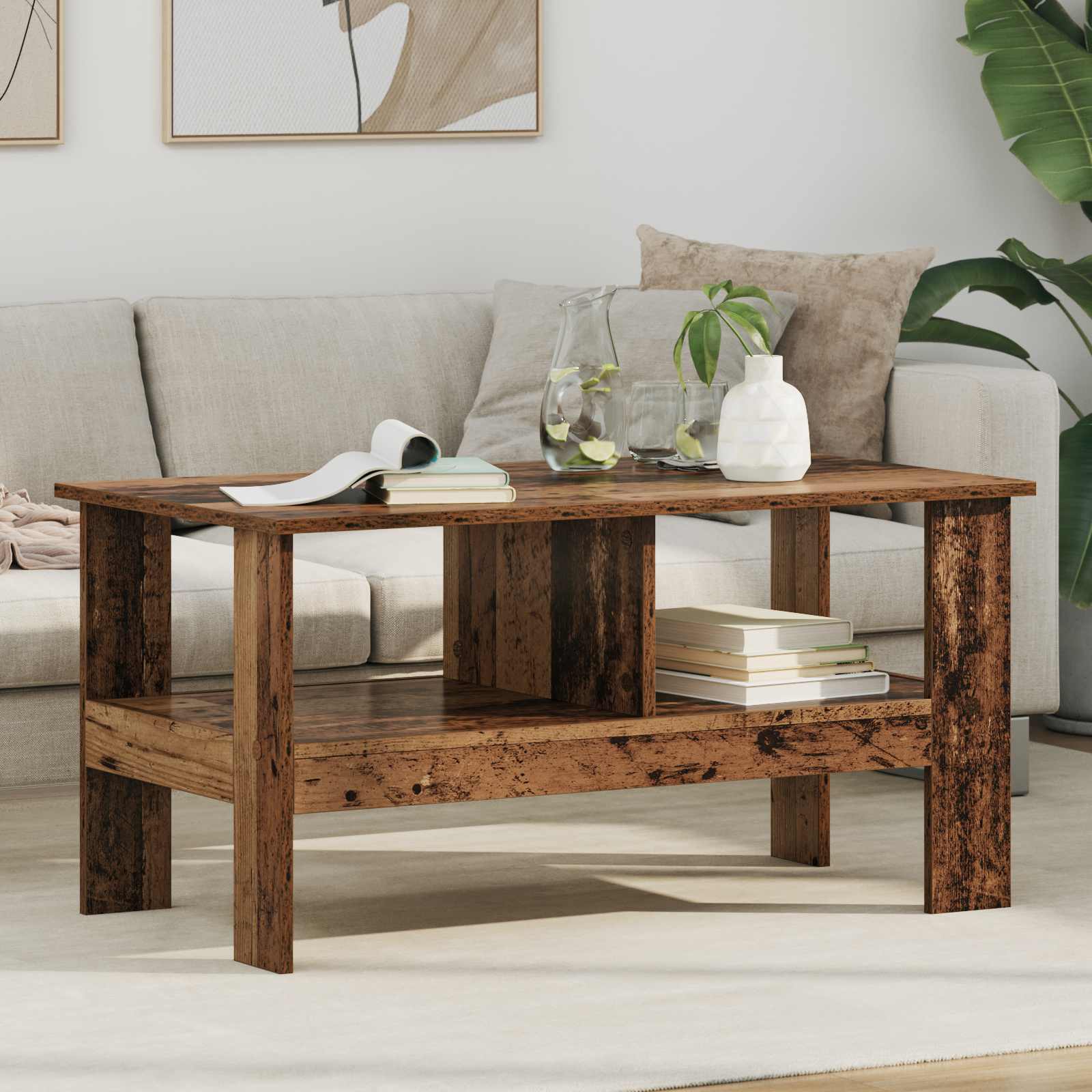 Coffee Table Old Wood 90 X 50 X 45 Cm Engineered Wood Vidaxl