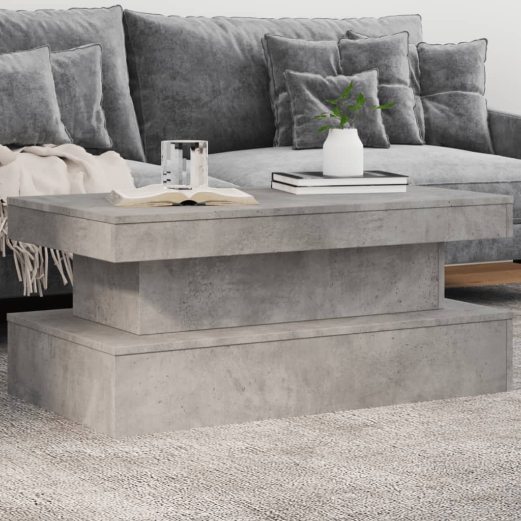 Grau Vidaxl Coffee Table With Led Lights Concrete Grey 90X50x40 Cm - Bild 2