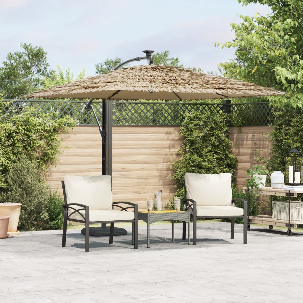 Vidaxl – Parasol Droit Avec Led – Mât En Acier – Polyester Durable