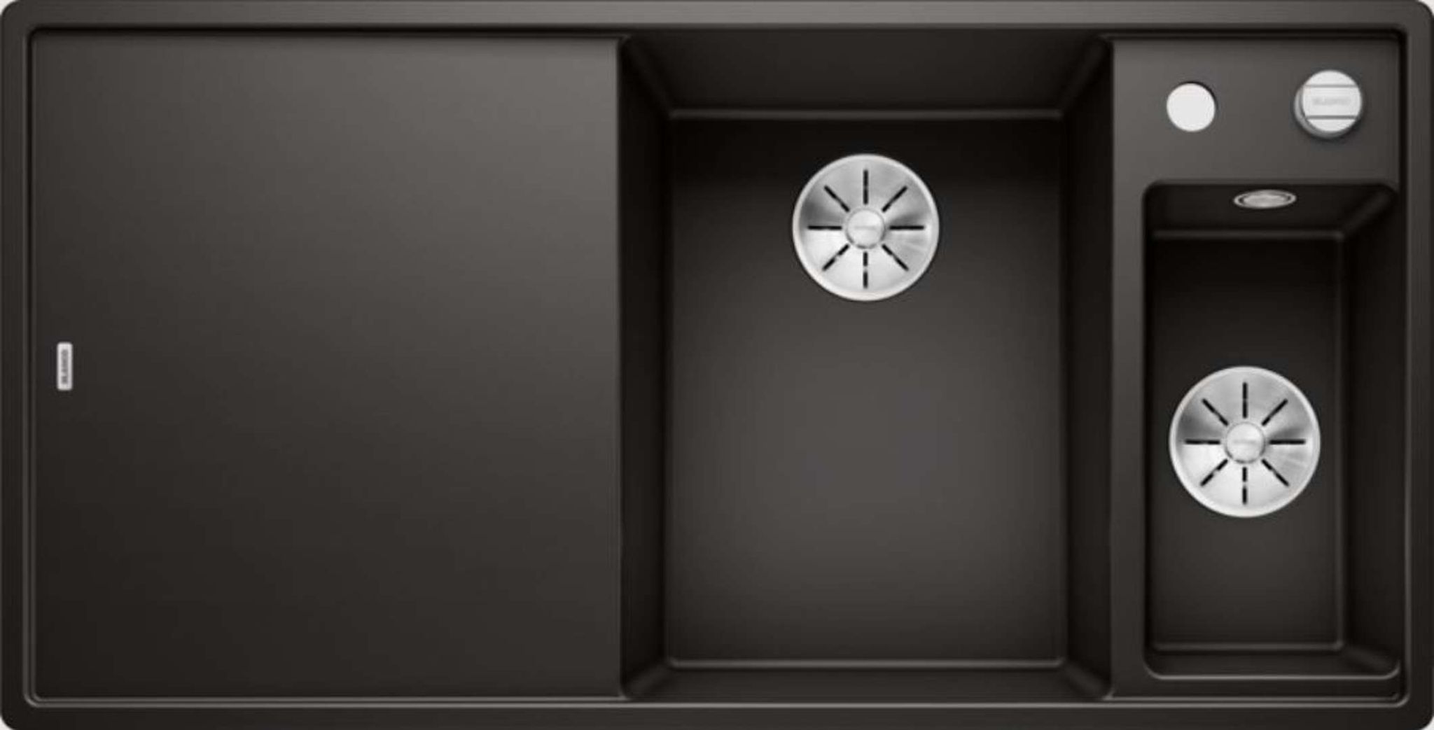 Blanco Schwarz Einbauspüle Axia Iii 6 S Silgranit Infino Ablauf Becken Rechts / Mit Holz-Schneidbrett