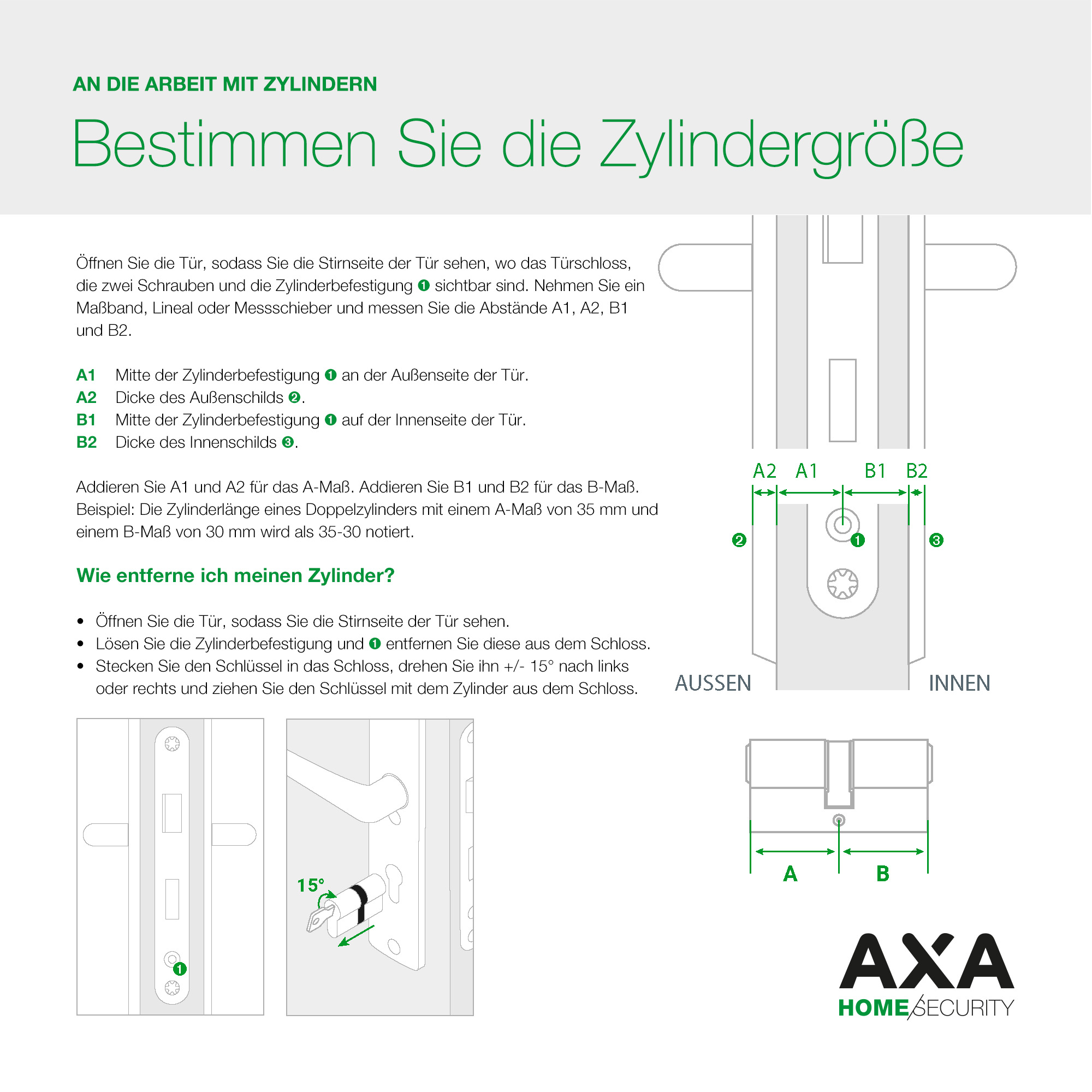 Axa Knaufzylinderschloss - 30/30 Mm - Komfortsicherheit - Vernickelter Sicherheitszylinder - Inkl. 3 (wendbarer) Schlüssel