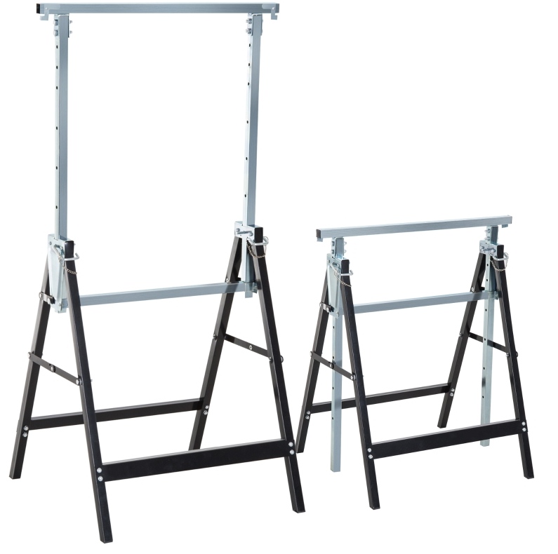 Tréteaux pliants en acier Q195 réglables de 80 à 130 cm, charge 200 kg, lot de 2