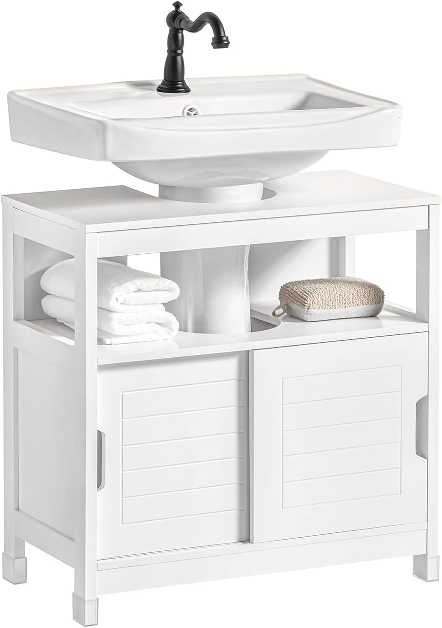 Sobuy – Meuble Sous Vasque Simple 60x30x61 Cm – 1 Étage Et 2 Portes