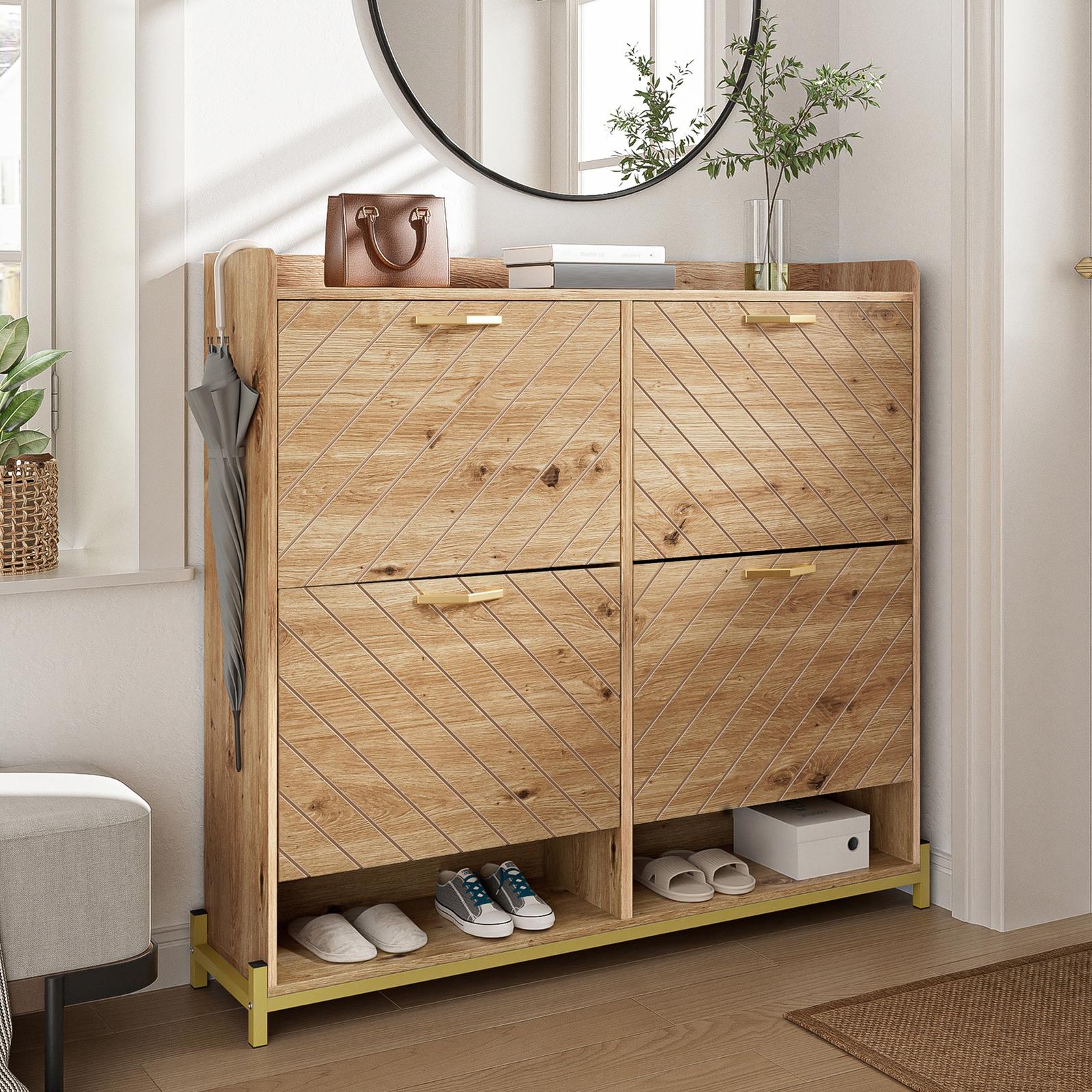 Nmonet – Meuble À Chaussures 100 Cm Finition Bois – Armoire Pour 20