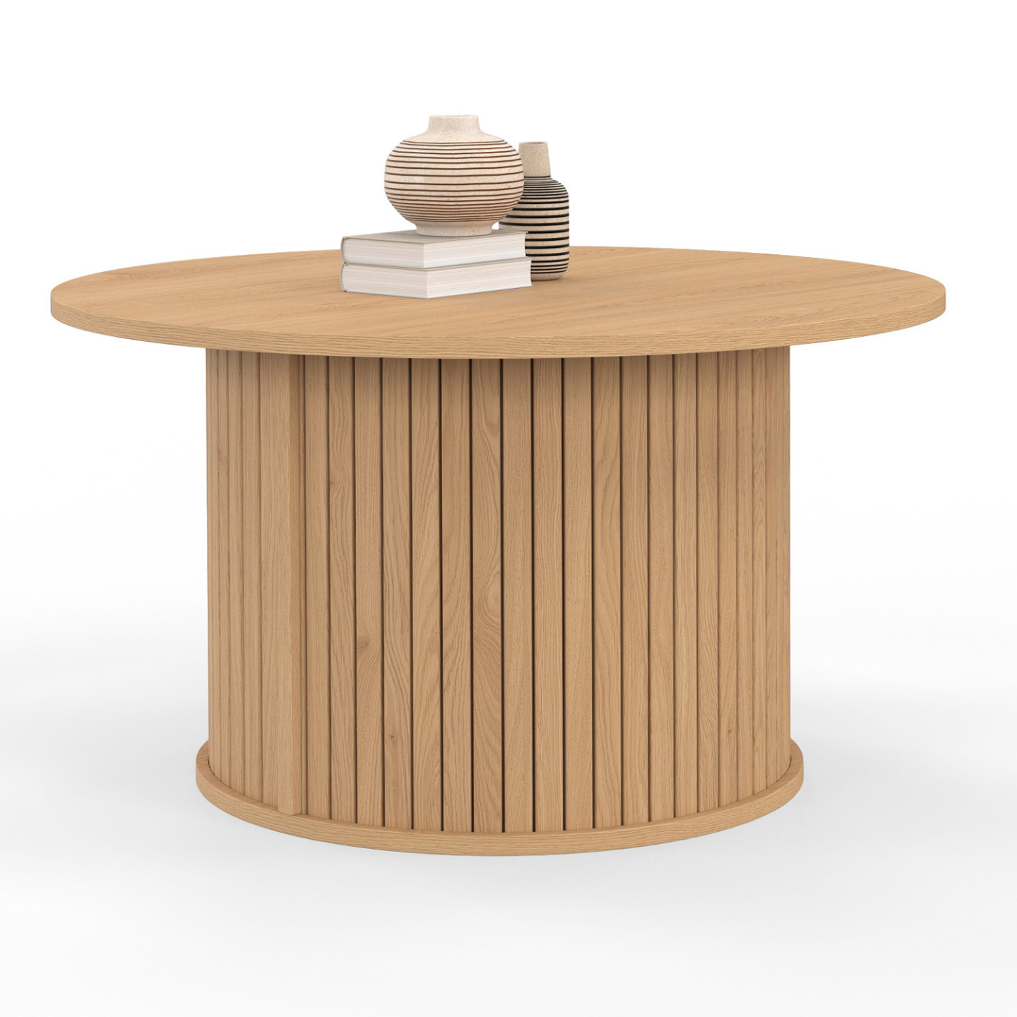 Idmarket – Table Basse Ronde Juliette 70 Cm – Mdf Chêne Clair – Hauteur