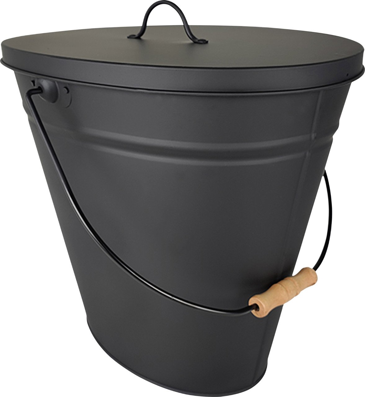 Weitere - Ascheeimer Oval, Mit Deckel Matt/schwarz, Bxtxh = 38x26x35 Cm Ascheeimer