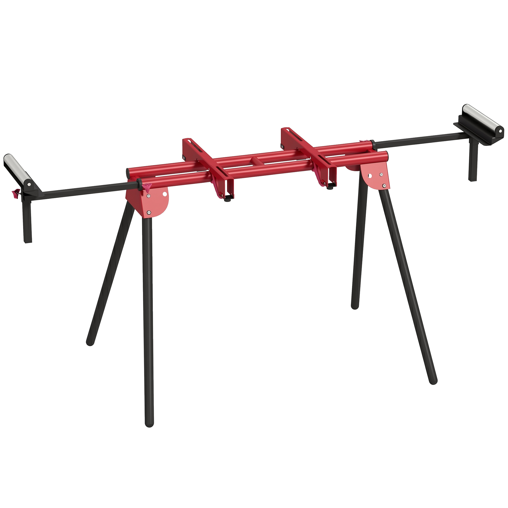 Support de scie à onglet pliable en métal, rouleaux extensibles 94 à 195 cm, charge 150 kg, rouge