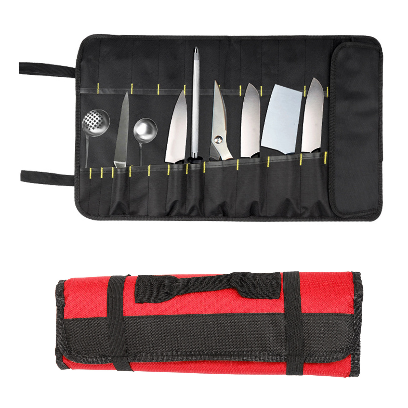 Sac à outils en toile enroulable, étanche et résistant à l'abrasion, poignée de transport, rouge