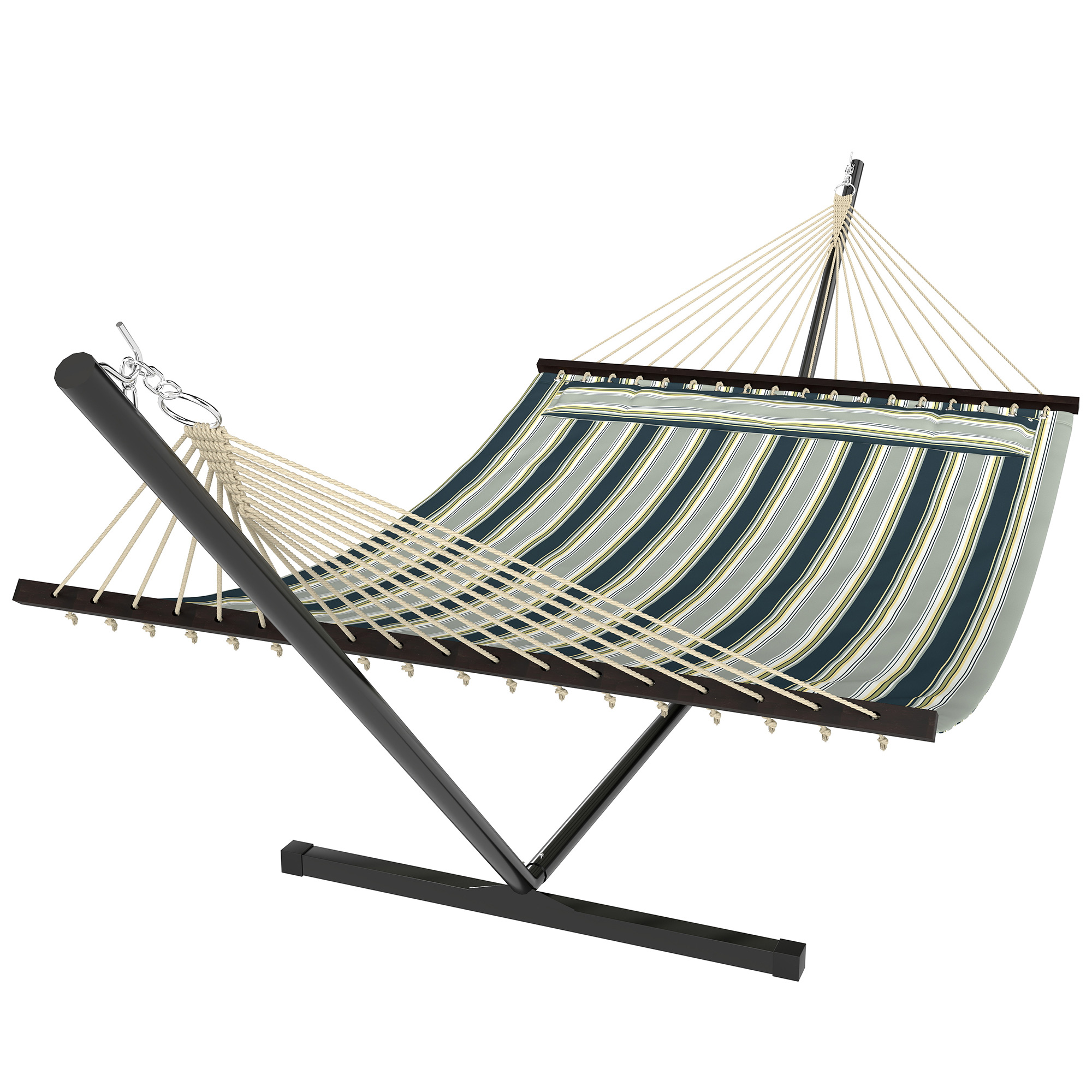 Outsunny – Hamac Sur Pied 353cm – Support En Acier – Coussin Amovible