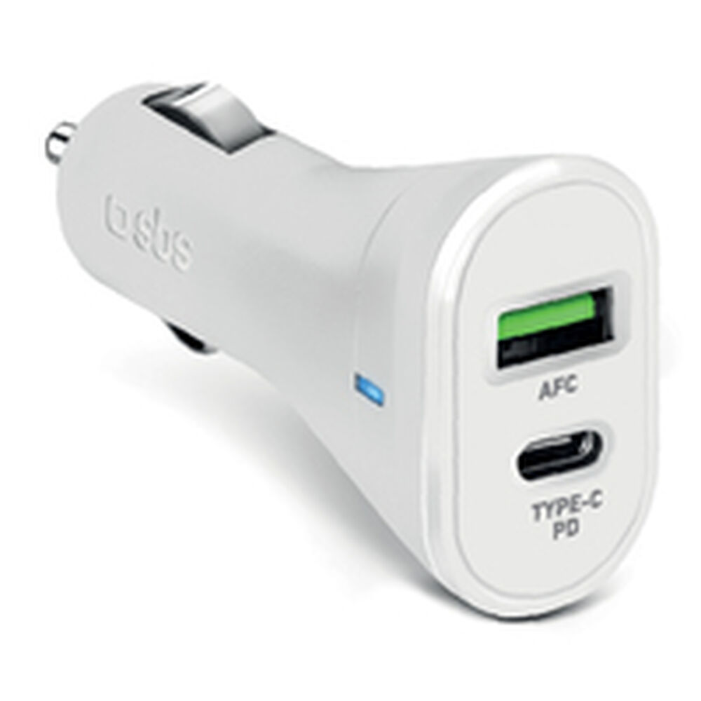 SBS Mini-Autoladegerät, Power Delivery 20 W, Schnellladung, Adaptive Fast Charge (AFC), Status-LED, USB-C, USB-A, 12-V-Buchse, für iPhone, iPad, AirPods, Samsung, Smartphone, Tablet, Weiß - Bild 4