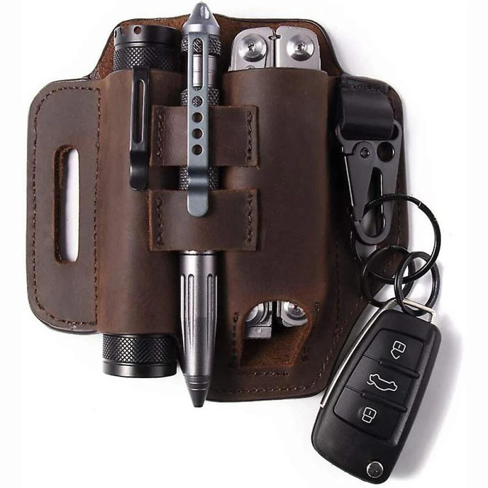 Étui à outils tactique pour couteau et lampe torche, organiseur de poche, marron