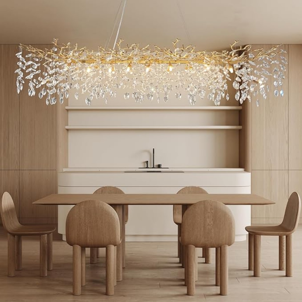 Lustre En Cristal K9 Or Branche D'Arbre